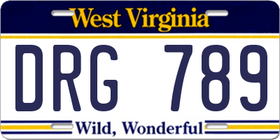 WV license plate DRG789