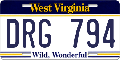 WV license plate DRG794