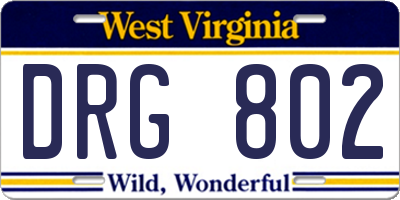 WV license plate DRG802