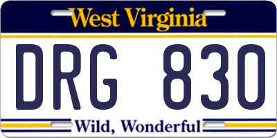 WV license plate DRG830