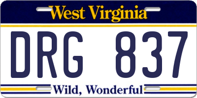 WV license plate DRG837