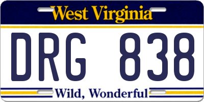 WV license plate DRG838