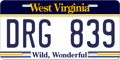 WV license plate DRG839