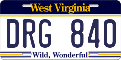 WV license plate DRG840