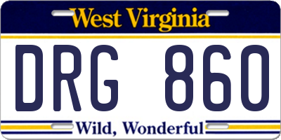 WV license plate DRG860