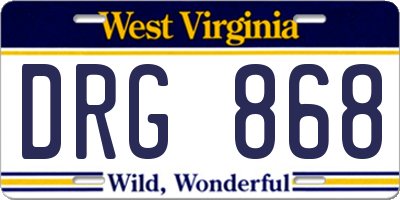 WV license plate DRG868