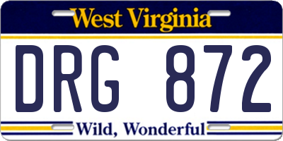 WV license plate DRG872