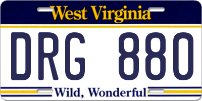 WV license plate DRG880
