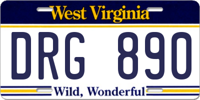 WV license plate DRG890