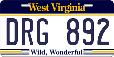 WV license plate DRG892