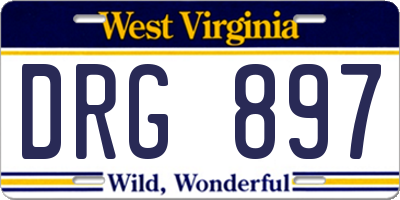 WV license plate DRG897
