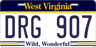 WV license plate DRG907