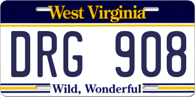 WV license plate DRG908