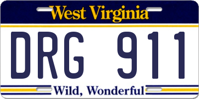 WV license plate DRG911