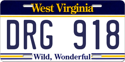 WV license plate DRG918