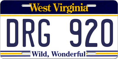 WV license plate DRG920