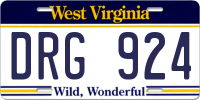 WV license plate DRG924