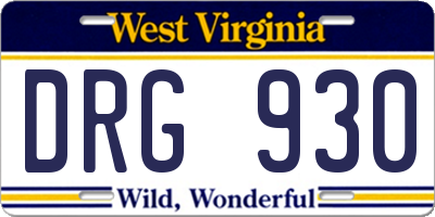 WV license plate DRG930