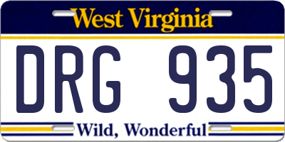 WV license plate DRG935