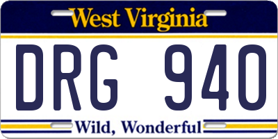 WV license plate DRG940