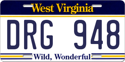 WV license plate DRG948