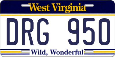 WV license plate DRG950