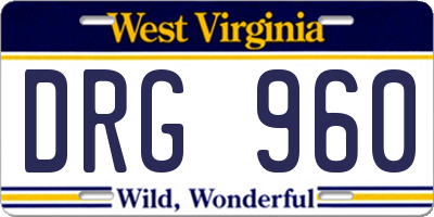 WV license plate DRG960