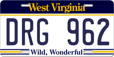 WV license plate DRG962