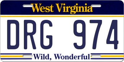 WV license plate DRG974