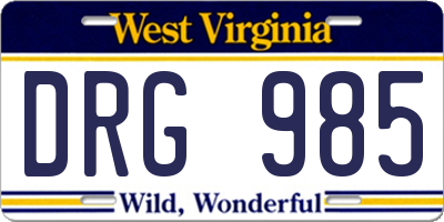 WV license plate DRG985
