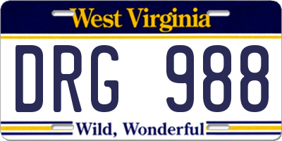 WV license plate DRG988