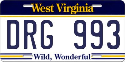 WV license plate DRG993