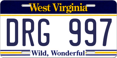 WV license plate DRG997