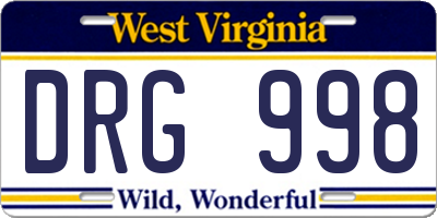 WV license plate DRG998