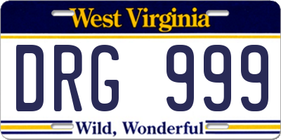 WV license plate DRG999