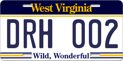WV license plate DRH002