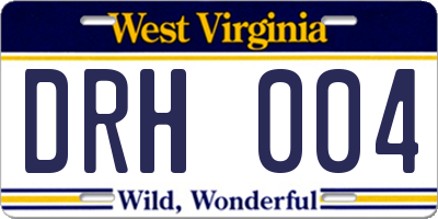 WV license plate DRH004