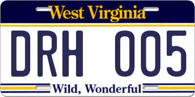 WV license plate DRH005
