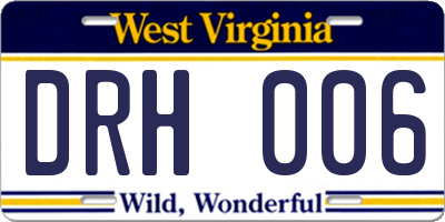 WV license plate DRH006