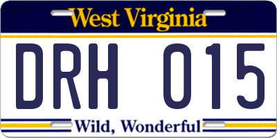 WV license plate DRH015