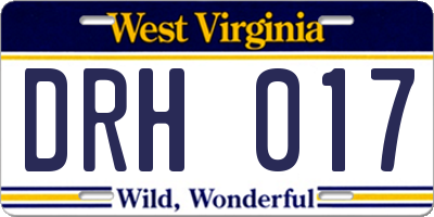 WV license plate DRH017