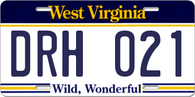 WV license plate DRH021