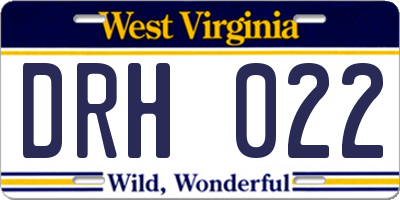 WV license plate DRH022