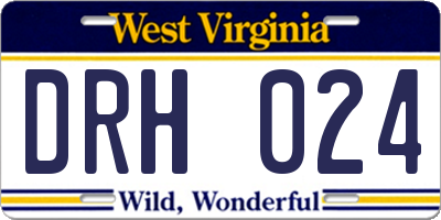 WV license plate DRH024