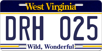 WV license plate DRH025