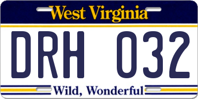 WV license plate DRH032