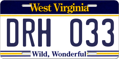 WV license plate DRH033