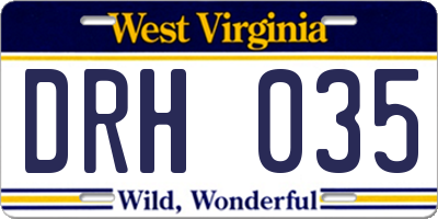 WV license plate DRH035