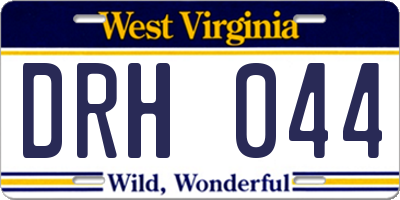 WV license plate DRH044