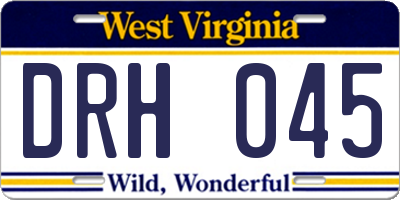 WV license plate DRH045